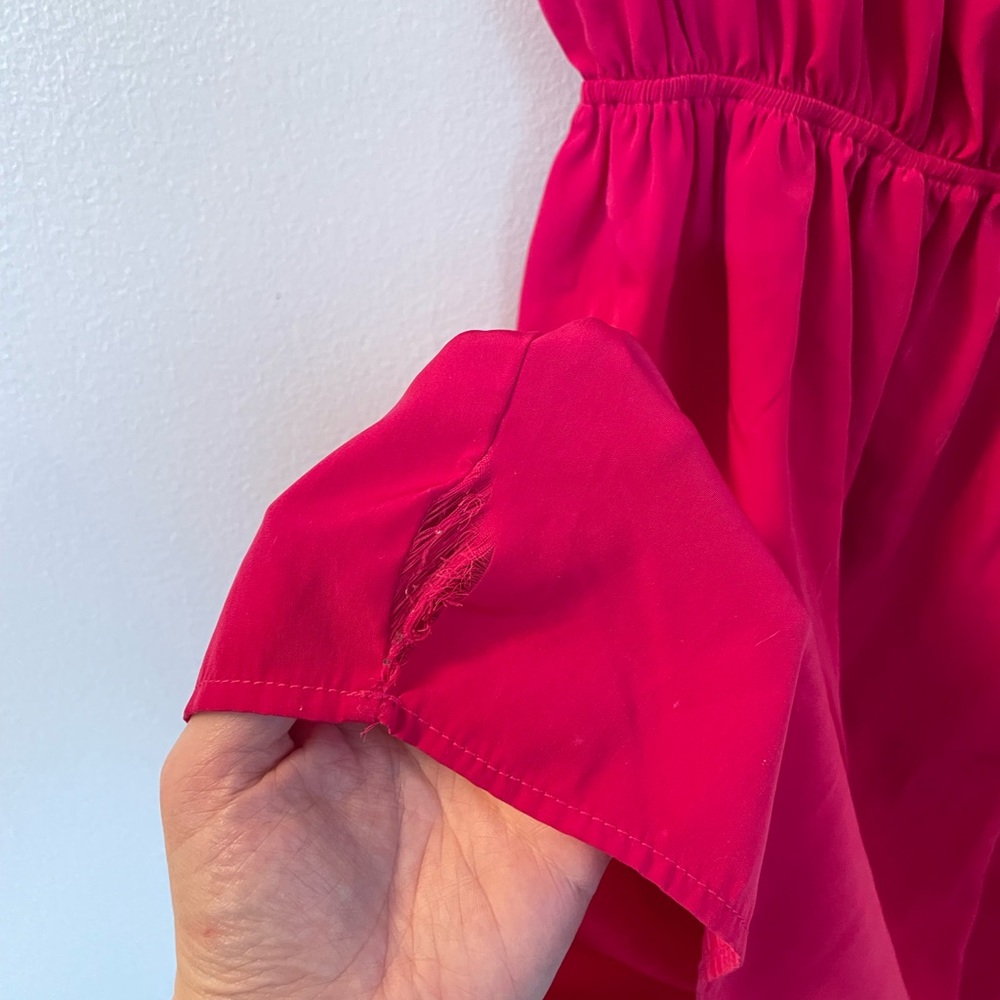 Soprano | Pink Scoop Neck Dress with Buttoned Sleeves | Size Medium - Picture 7 of 8